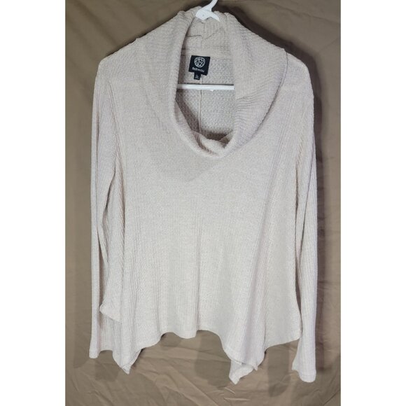 Bobeau Womens Large Relaxed Cowl Neck Sweater Waffle Knit Asymmetrical Swing Hem - Picture 1 of 5